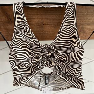 H&M Brown/Cream Patterned Top